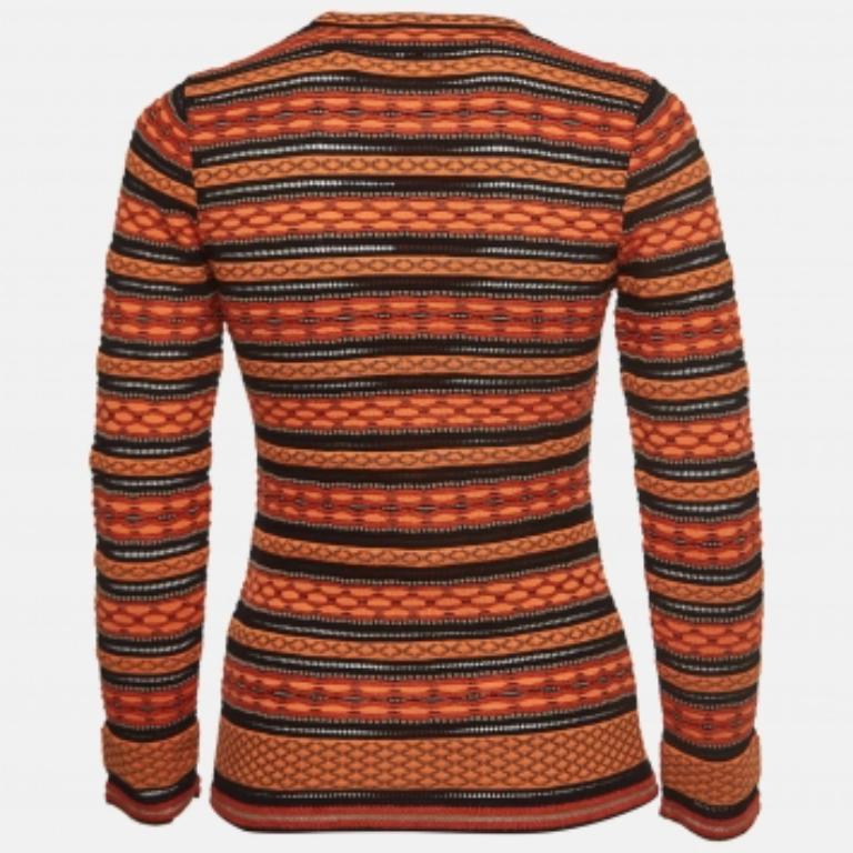 M Missoni - Top in maglia a fantasia arancione S.I.M. in vendita 4