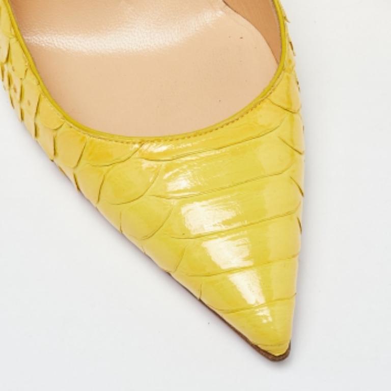 Christian Louboutin Yellow Python Kate  Pumps Size 36.5 For Sale 1