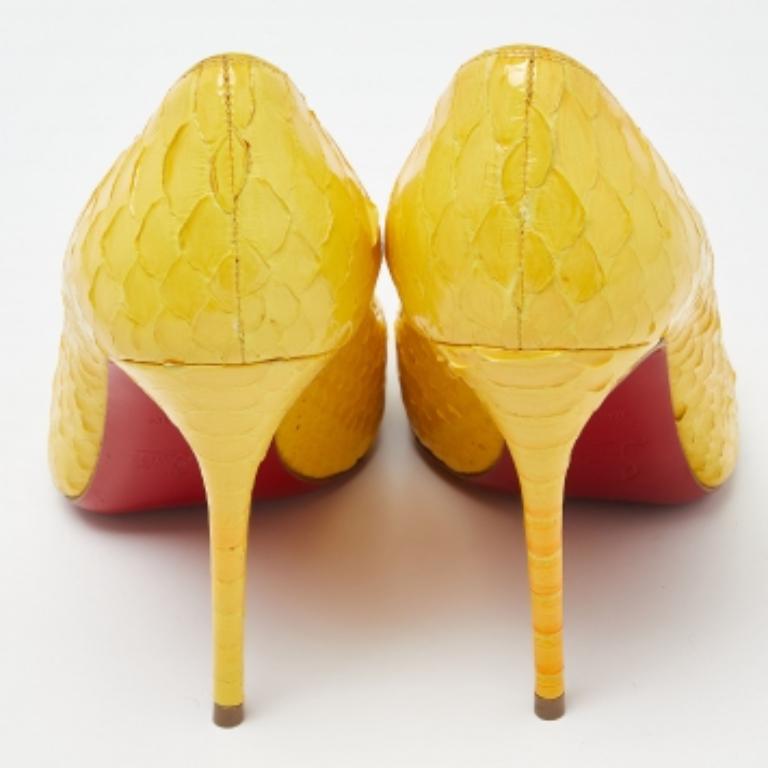 Christian Louboutin Yellow Python Kate  Pumps Size 36.5 For Sale 3