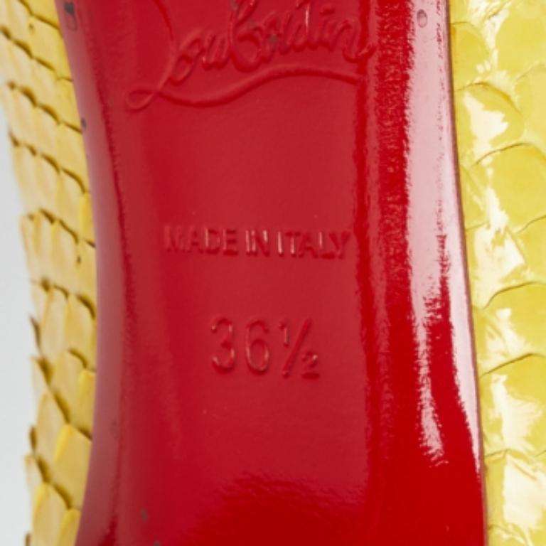 Christian Louboutin Yellow Python Kate  Pumps Size 36.5 For Sale 5