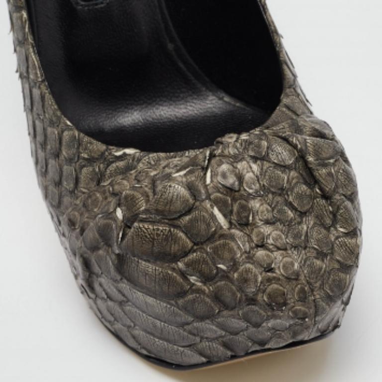 Gina Escarpins à plateforme Elle en cuir python gris foncé Taille 39.5 Pour femmes en vente