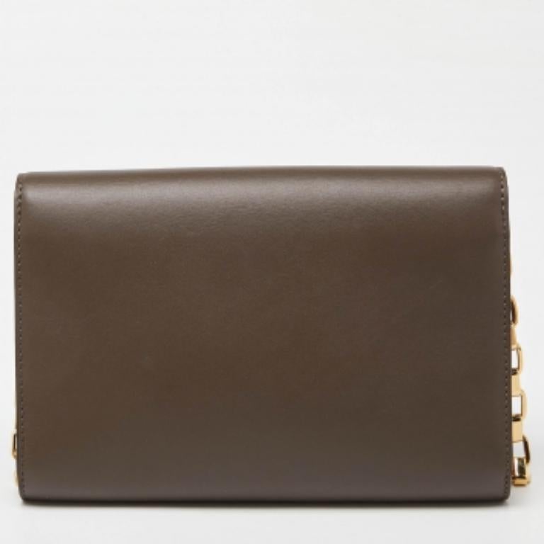 Louis Vuitton Borsa GM Louise a catena in pelle verde oliva in vendita 6