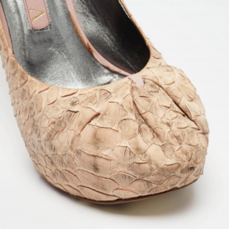 Gina Beige Python Leder Plateau Pumps Größe 39 im Angebot 2