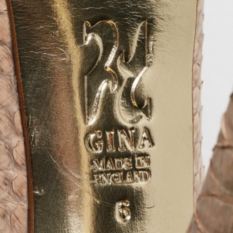 Gina Beige Python Leder Plateau Pumps Größe 39 im Angebot 5