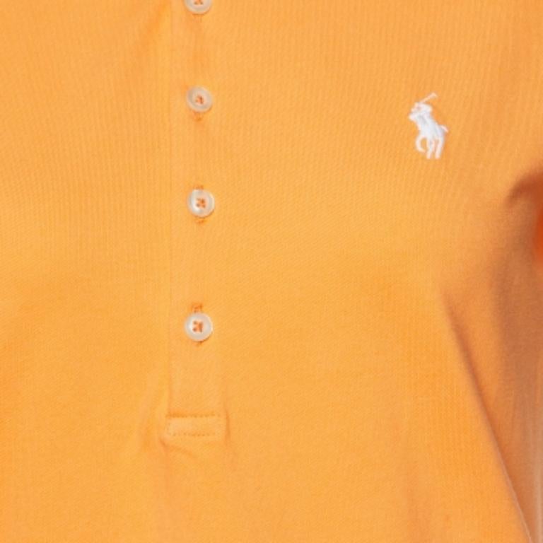 Polo Ralph Lauren Arancione Cotone Stretch Slim Fit Maglietta M. T. T. I. In condizioni ottime in vendita a Dubai, Al Qouz 2