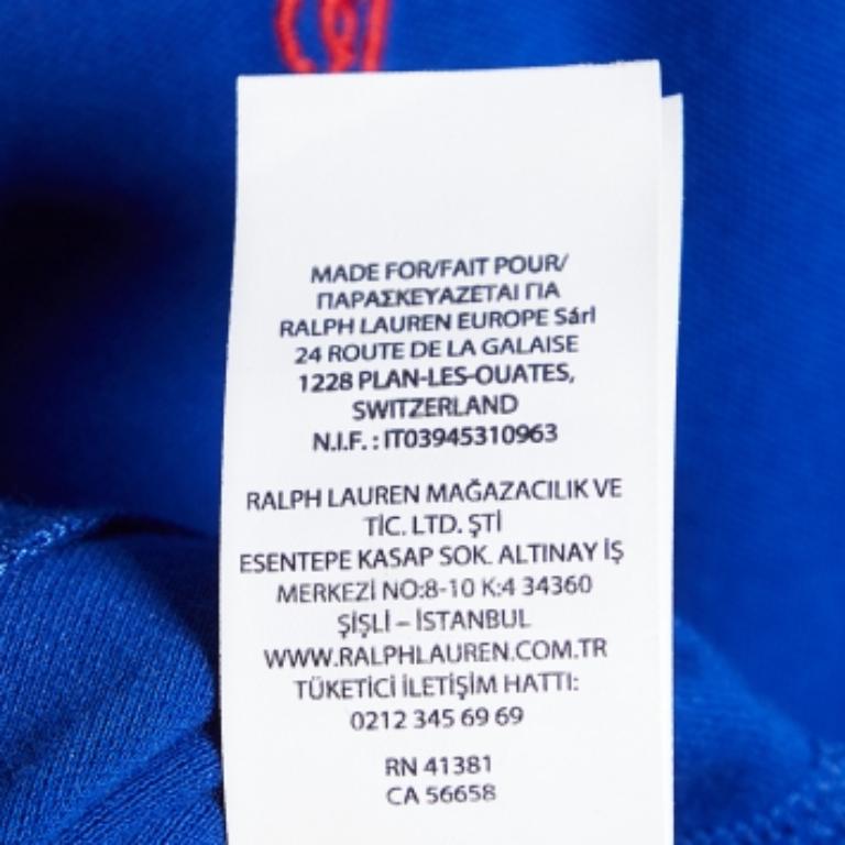 Blu Polo Ralph Lauren Maglietta in cotone blu reale slim fit M. T. T. I. in vendita