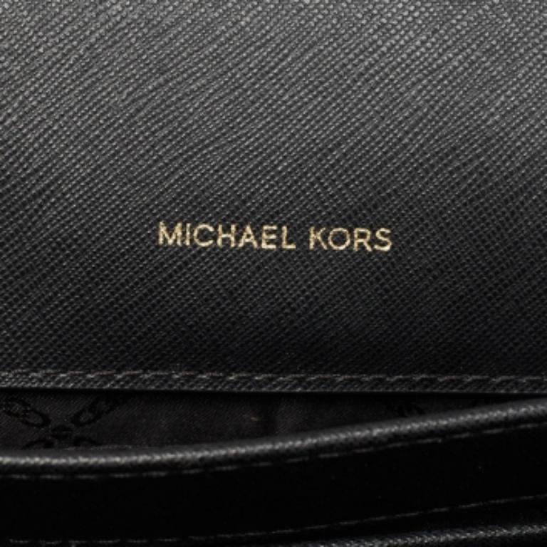 Michael Kors Grand sac à bandoulière Daniela en cuir Saffiano noir en vente 4