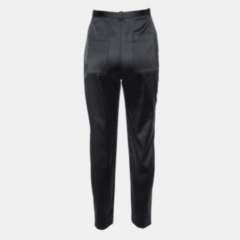 Nero Balenciaga - Pantaloni slim in raso di lana nera - M. I. in vendita