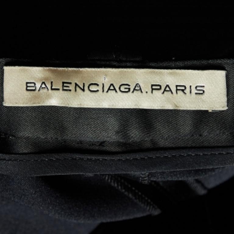 Balenciaga - Pantaloni slim in raso di lana nera - M. I. in vendita 1