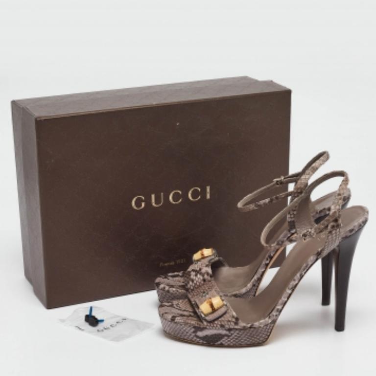 Gucci - Sandales à plateforme en cuir gris python Bamboo - Taille 40 en vente 4