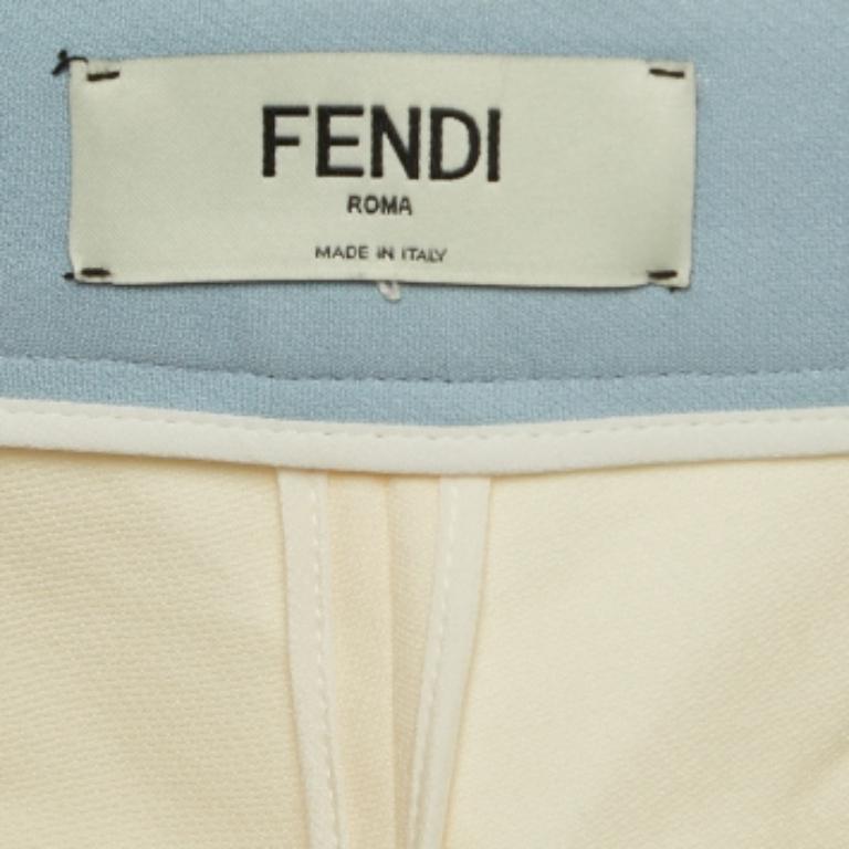 Fendi Creme Kontrastbesatz Wollmischung Schlaghose M im Zustand „Gut“ im Angebot in Dubai, Al Qouz 2
