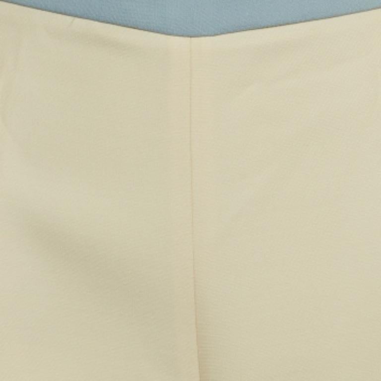 Fendi Creme Kontrastbesatz Wollmischung Schlaghose M Damen im Angebot