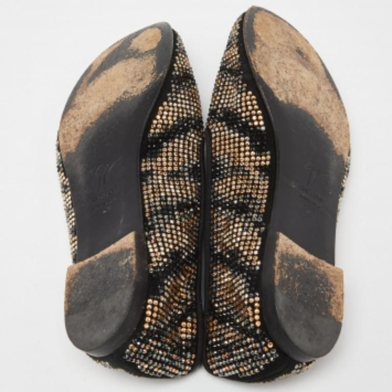 Giuseppe Zanotti Noir Crystal Suede Shark Tooth Smoking Slippers Size 38.5 en vente 4