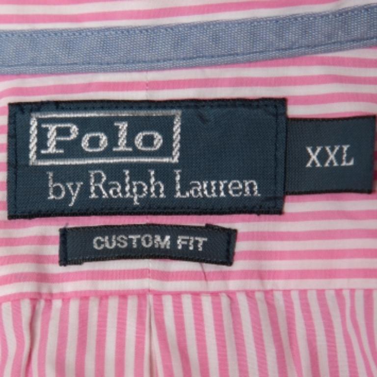Polo Ralph Lauren Camisa rosa a rayas de algodón con botones y manga larga XXL Rosa en venta