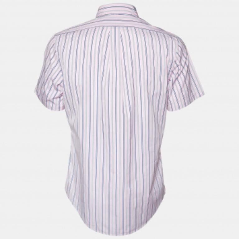 Polo by Ralph Lauren Camisa de media manga de algodón a rayas rosa M Gris en venta