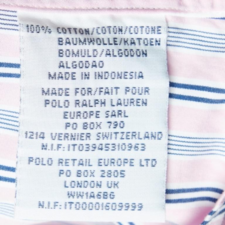 Polo by Ralph Lauren Camisa de media manga de algodón a rayas rosa M en venta 1