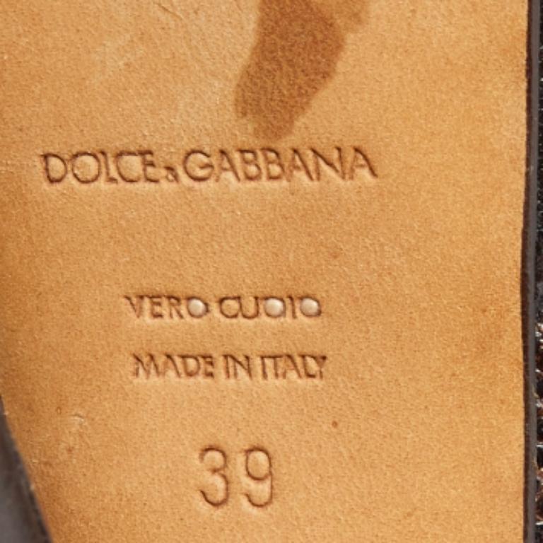 Black Dolce & Gabbana Embossed Lizard & Suede Cross Ankle Strap Platform Pumps Size 39 For Sale