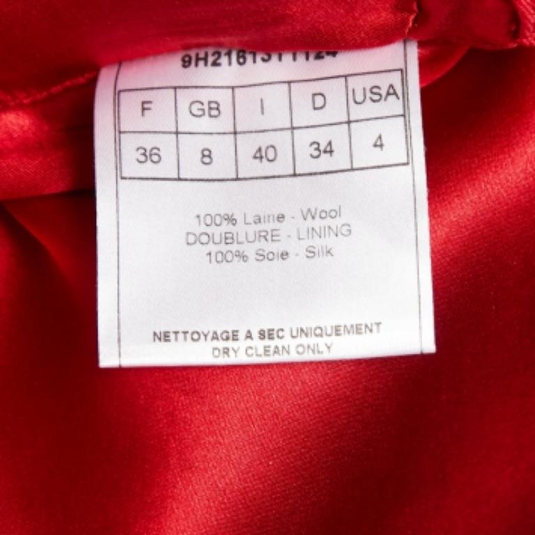 Dior Rotes Wollkleid mit Cap-Ärmeln Midi-Shift-Kleid S Damen im Angebot
