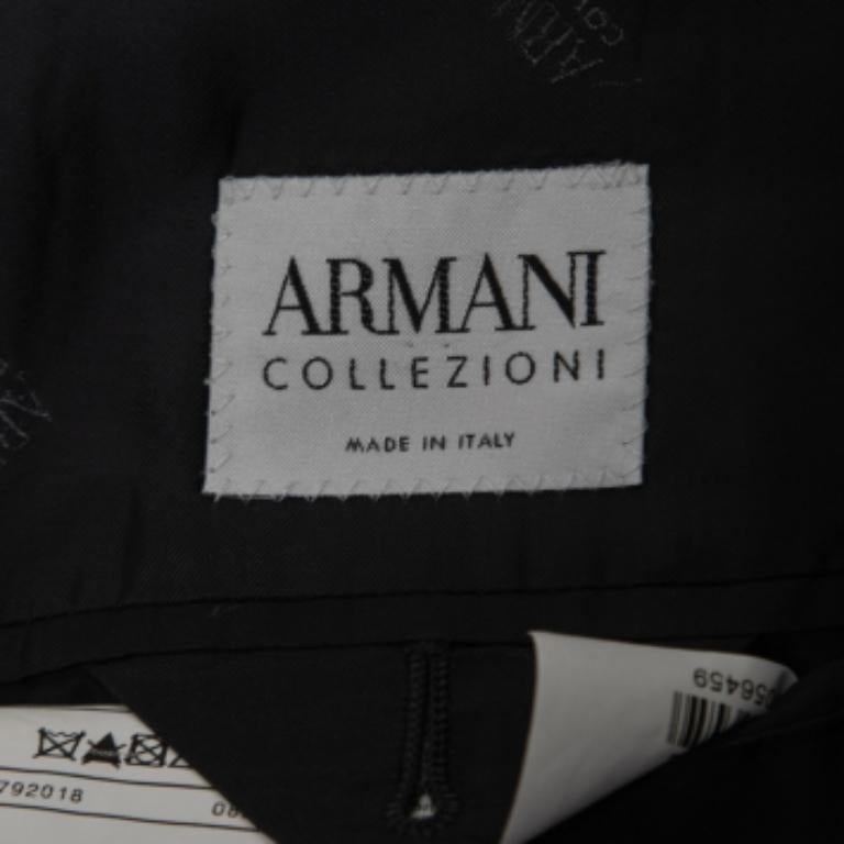 Armani Collezioni Blazer negro de lana texturizada con botonadura simple XL Negro en venta
