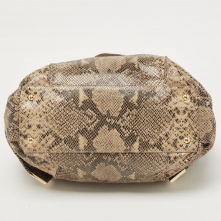 Michael Kors - Sacoche en cuir beige/noir à effet python État moyen - En vente à Dubai, Al Qouz 2