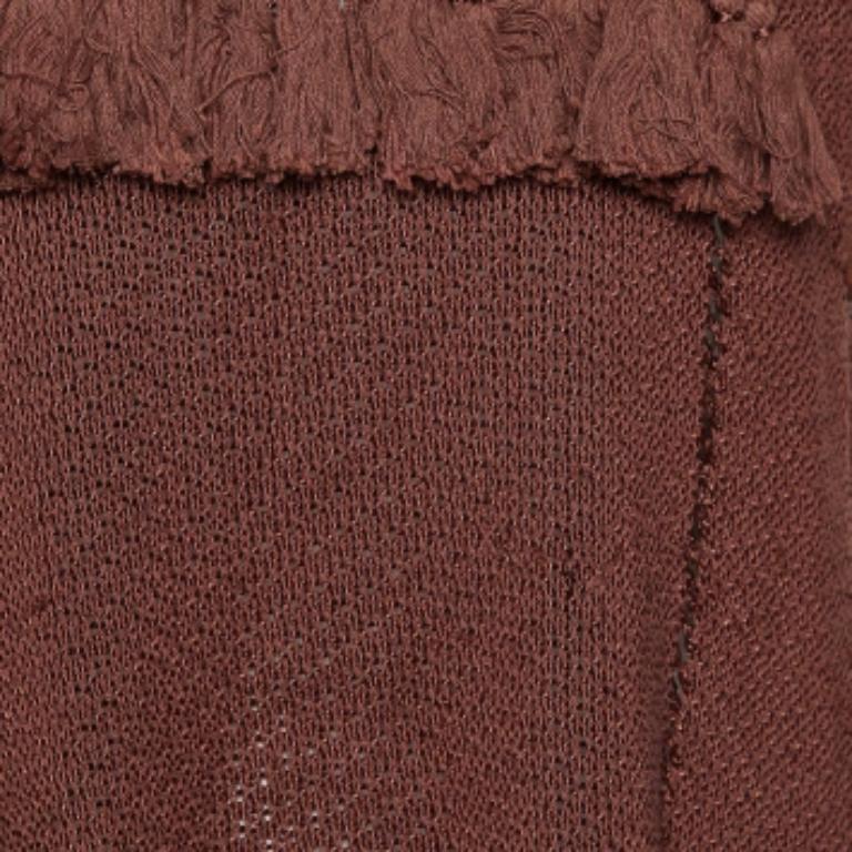 Donna Isabel Marant Top marrone in maglia traforata senza maniche con frange e nappe, M. I. in vendita