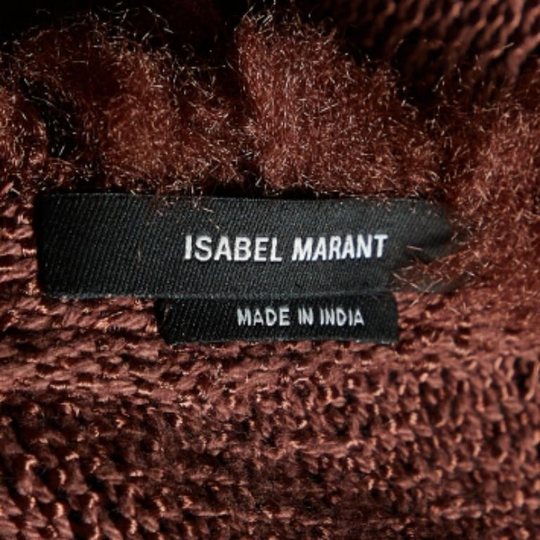 Marrone Isabel Marant Top marrone in maglia traforata senza maniche con frange e nappe, M. I. in vendita