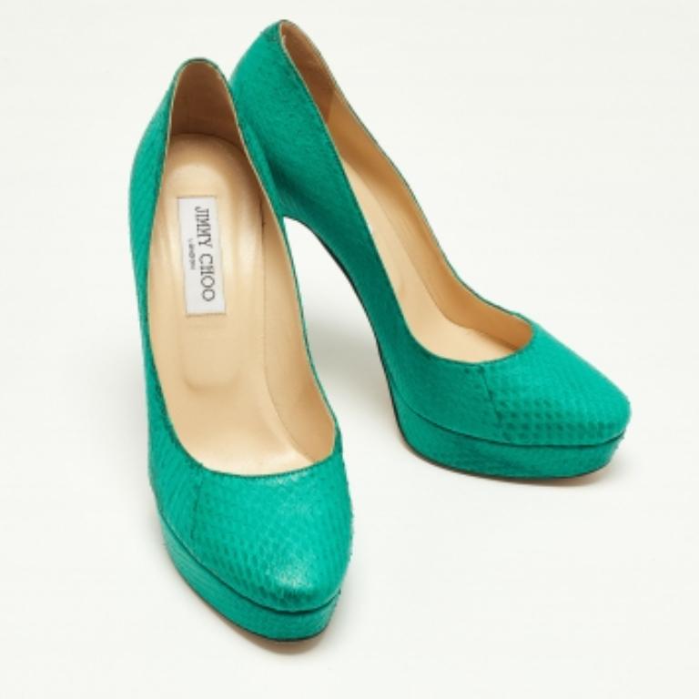 Jimmy Choo, Greene & Greene in pelle con plateau taglia 40 In condizioni discrete in vendita a Dubai, Al Qouz 2