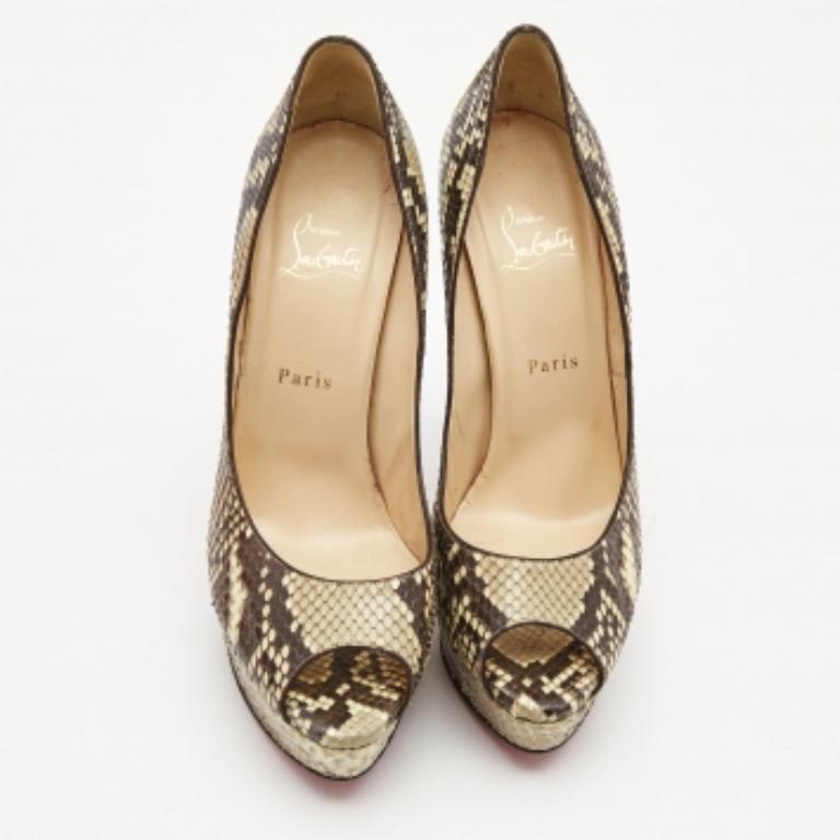 Christian Louboutin Zweifarbige Python Lady Peep Pumps Größe 40 Damen im Angebot