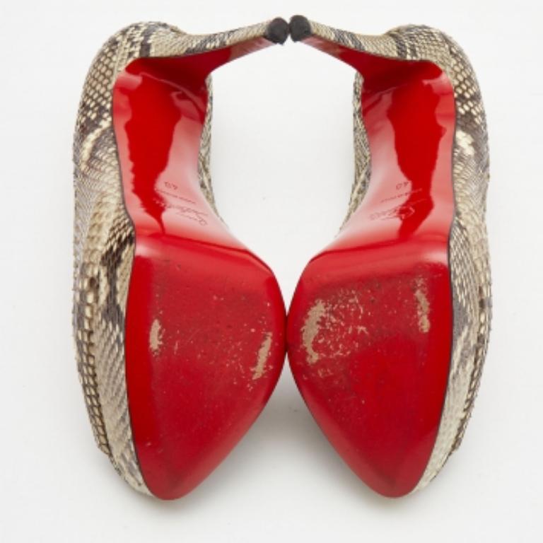 Christian Louboutin Zweifarbige Python Lady Peep Pumps Größe 40 (Braun) im Angebot