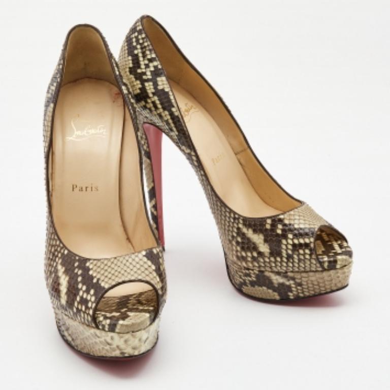 Christian Louboutin Zweifarbige Python Lady Peep Pumps Größe 40 im Angebot 3
