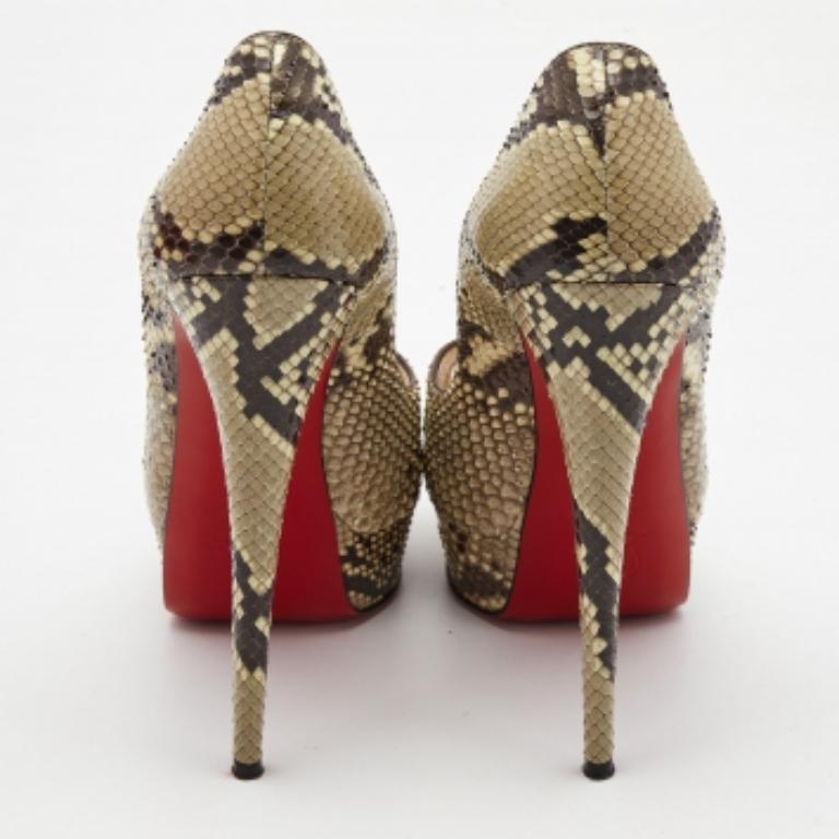 Christian Louboutin Zweifarbige Python Lady Peep Pumps Größe 40 im Angebot 4