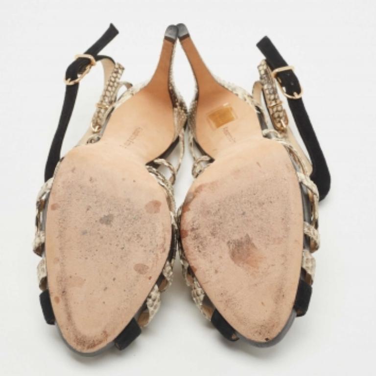 Alexandre Birman - Sandales en daim et cuir de python noir - Taille 40 en vente 1