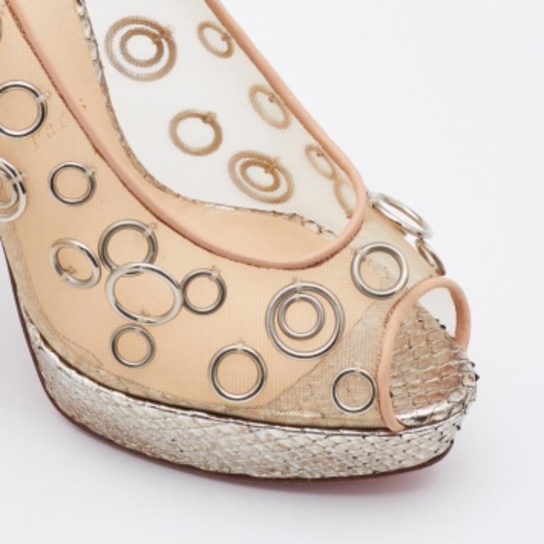 Christian Louboutin Pierce 140 Peep Toe Platform Pumps Size 38 en vente 1