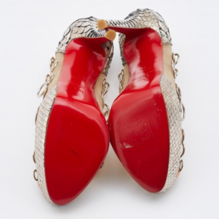 Christian Louboutin Pierce 140 Peep Toe Platform Pumps Size 38 en vente 2