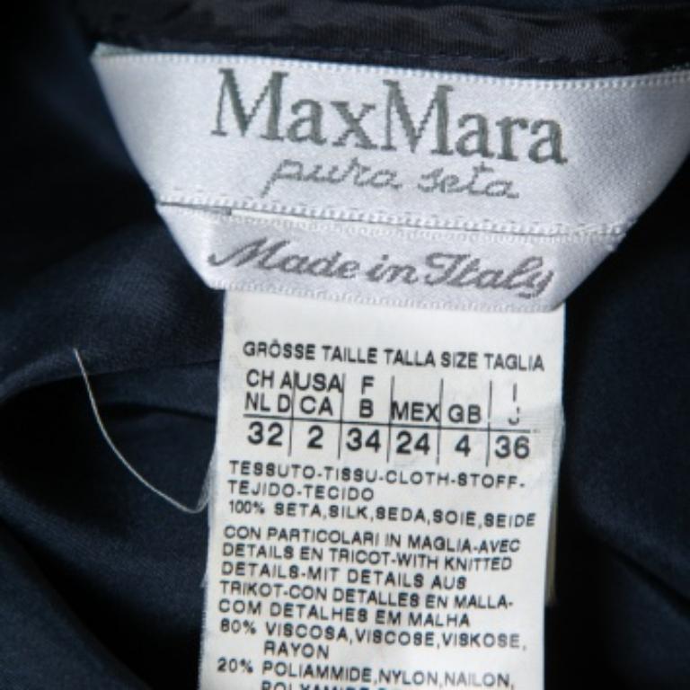 Max Mara Top de cuello alto de seda azul marino XS en Bueno estado para la venta en Dubai, Al Qouz 2