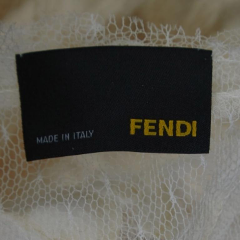 Fendi haut à manches cape en tulle à motifs crème M Pour femmes en vente