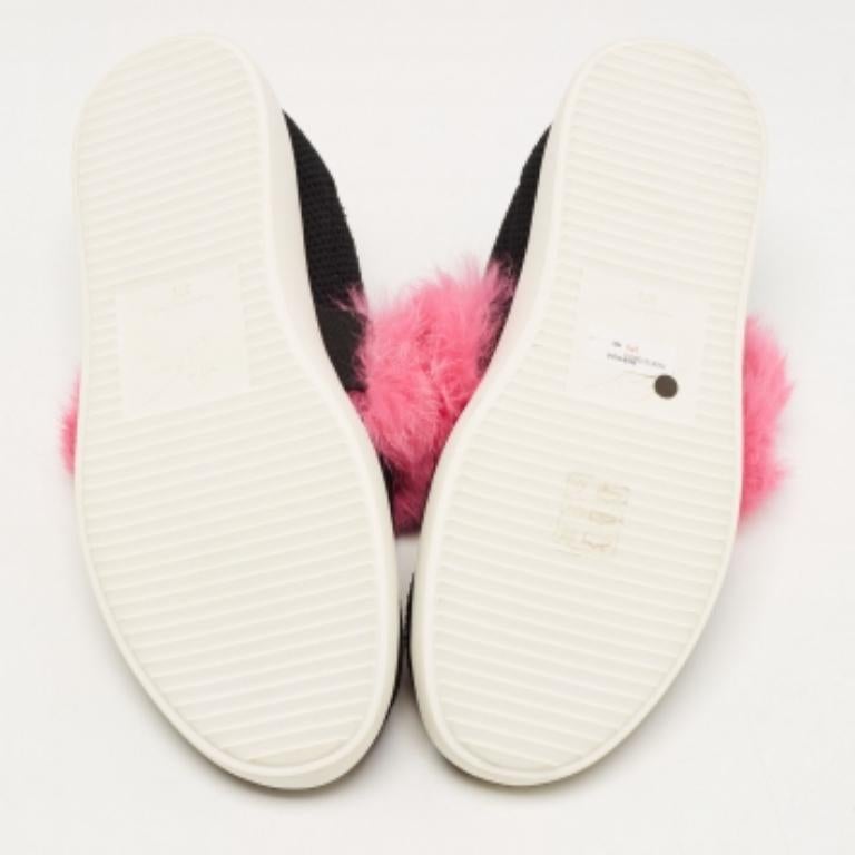 Rosa Giuseppe Zanotti - Sneakers Slip on in maglia nera e pelle di vitello - misura 37,5 in vendita