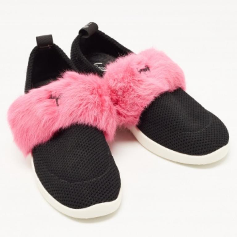 Giuseppe Zanotti - Sneakers Slip on in maglia nera e pelle di vitello - misura 37,5 in vendita 1