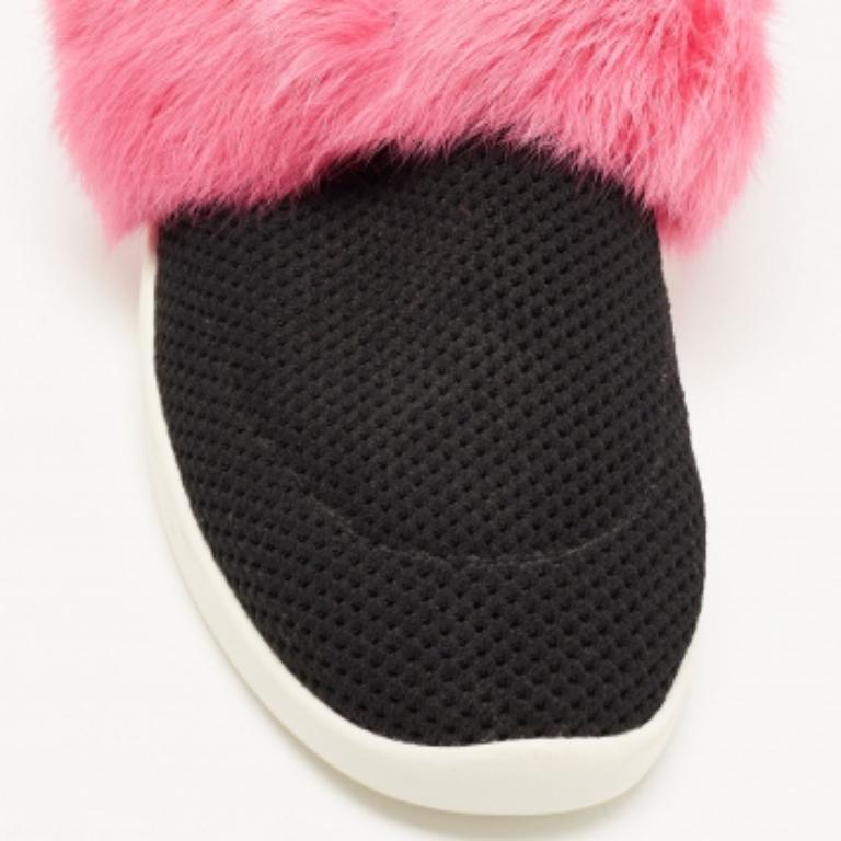 Donna Giuseppe Zanotti - Sneakers Slip on in maglia nera e pelle di vitello - misura 37,5 in vendita