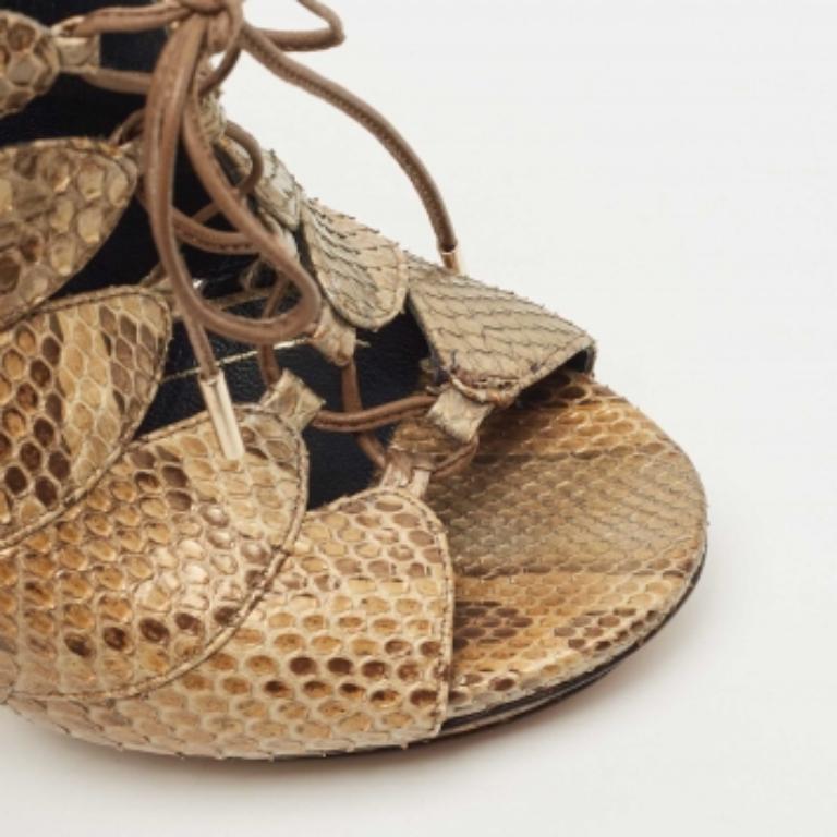 Gucci Metallic Python Open Open Toe Ankle Boots Size 36.5 en vente 3
