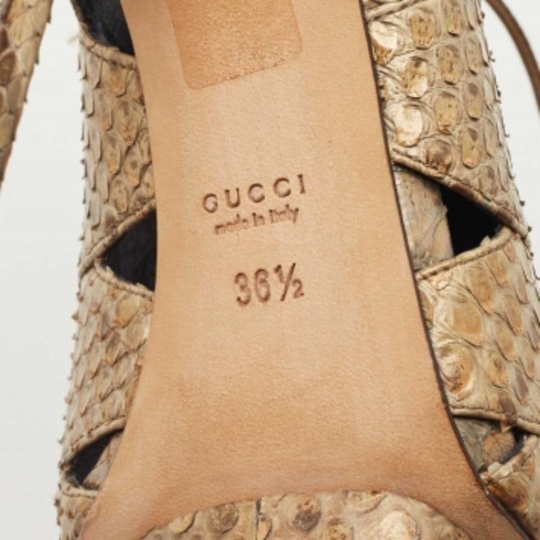 Gucci Metallic Python Open Open Toe Ankle Boots Size 36.5 en vente 4