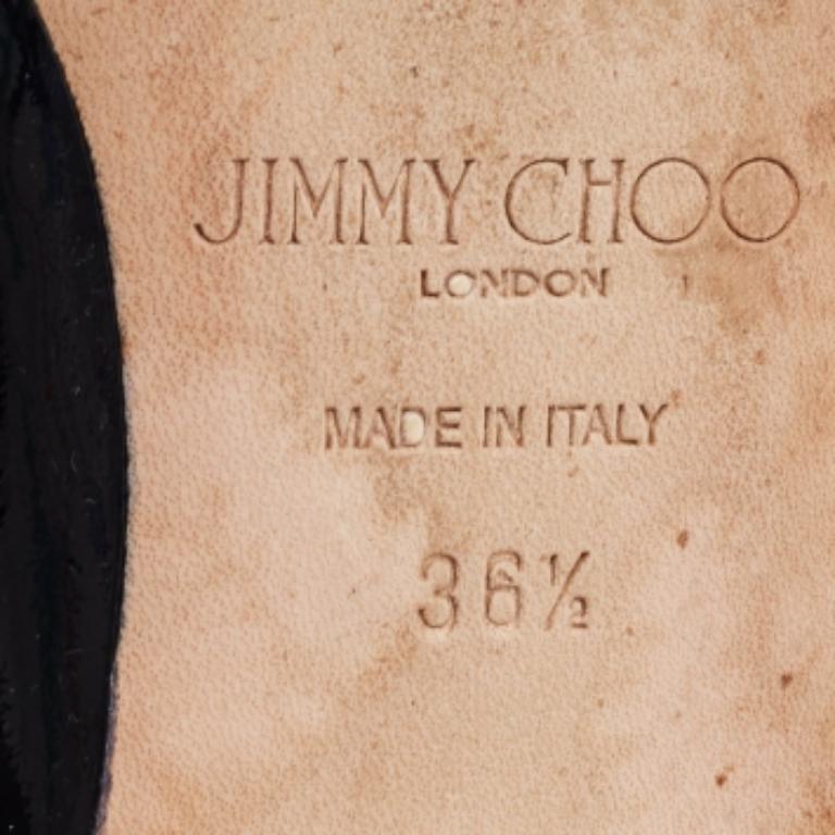 Jimmy Choo Chaussons de smoking à bout pointu en cuir et python noir/beige Taille 36,5 en vente 3