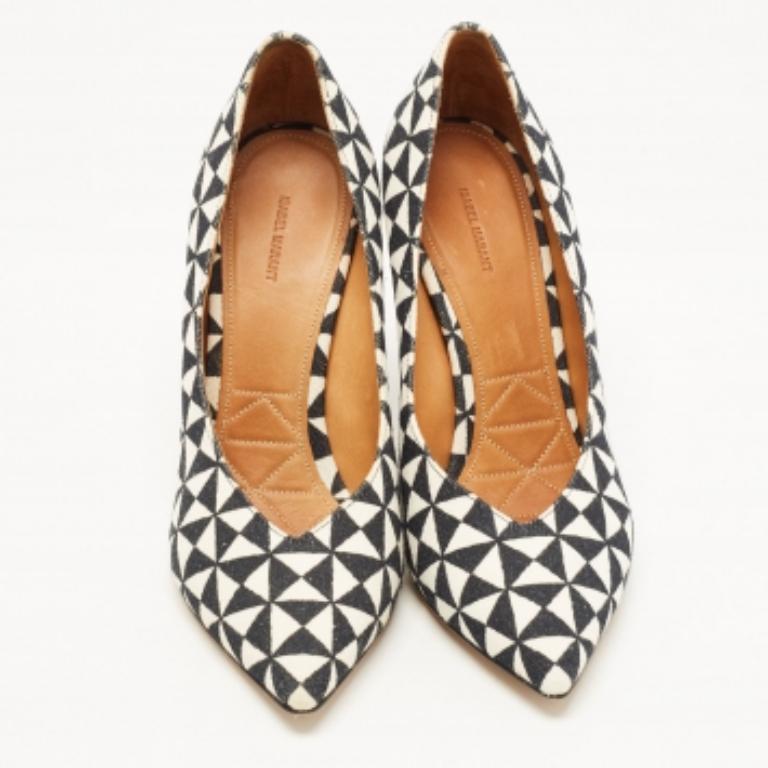 Isabel Marant Black/White Printed Canvas Pumps Size 38 For Sale 1