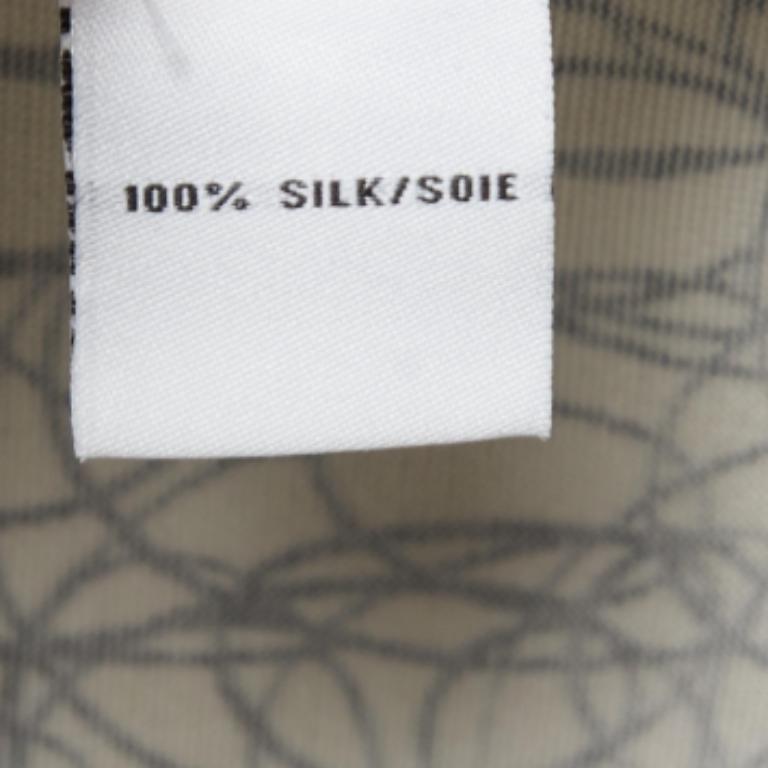 Gris Diane von Furstenberg Crème/Bleu marine Robe enveloppante sans manches en maille de soie imprimée S en vente