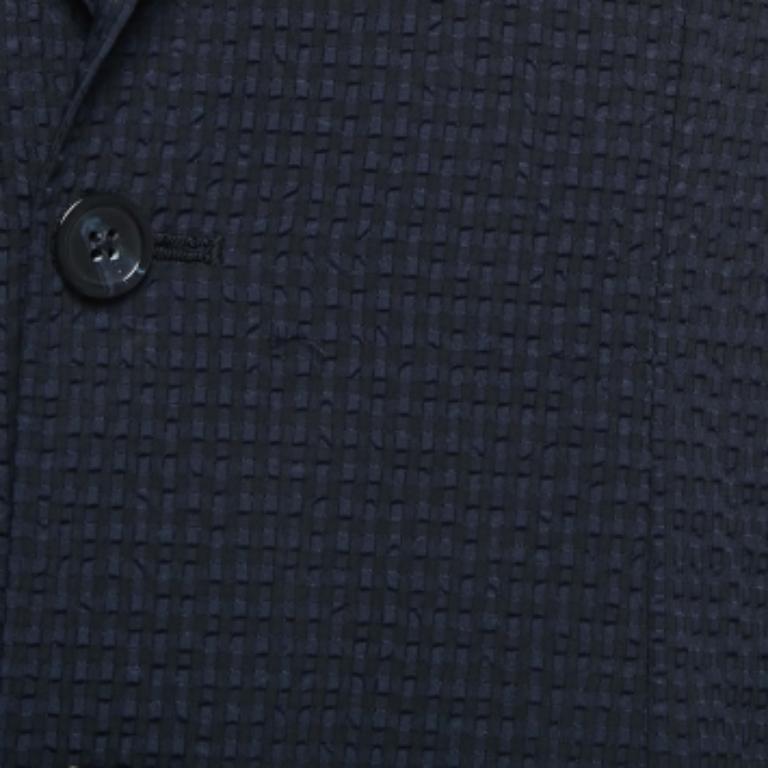 Emporio ARMANI Bleu marine Blazer croisé en synthétique à motifs XL Pour hommes en vente