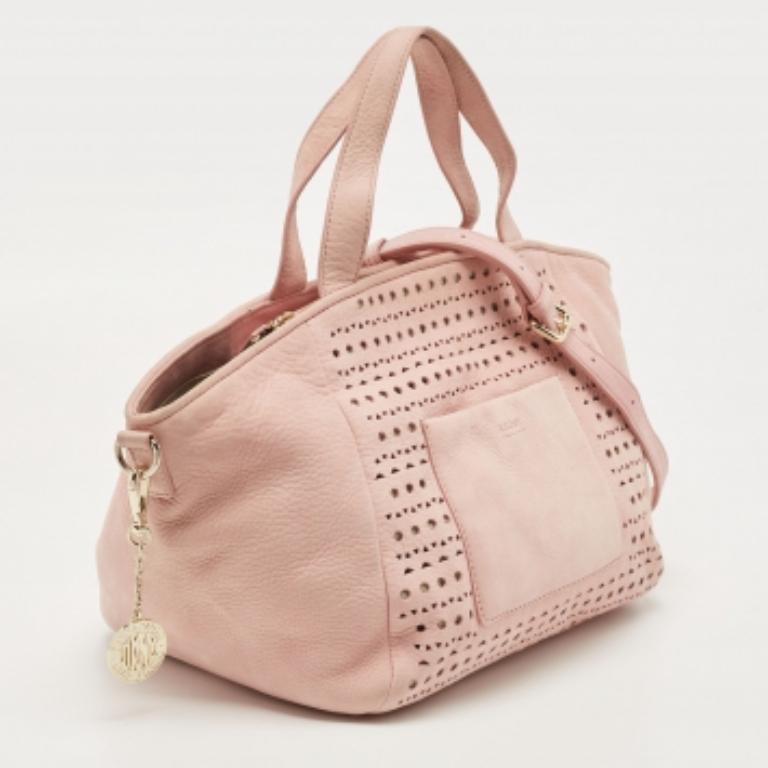 Donna DKNY Tote in nubuck traforato rosa in vendita