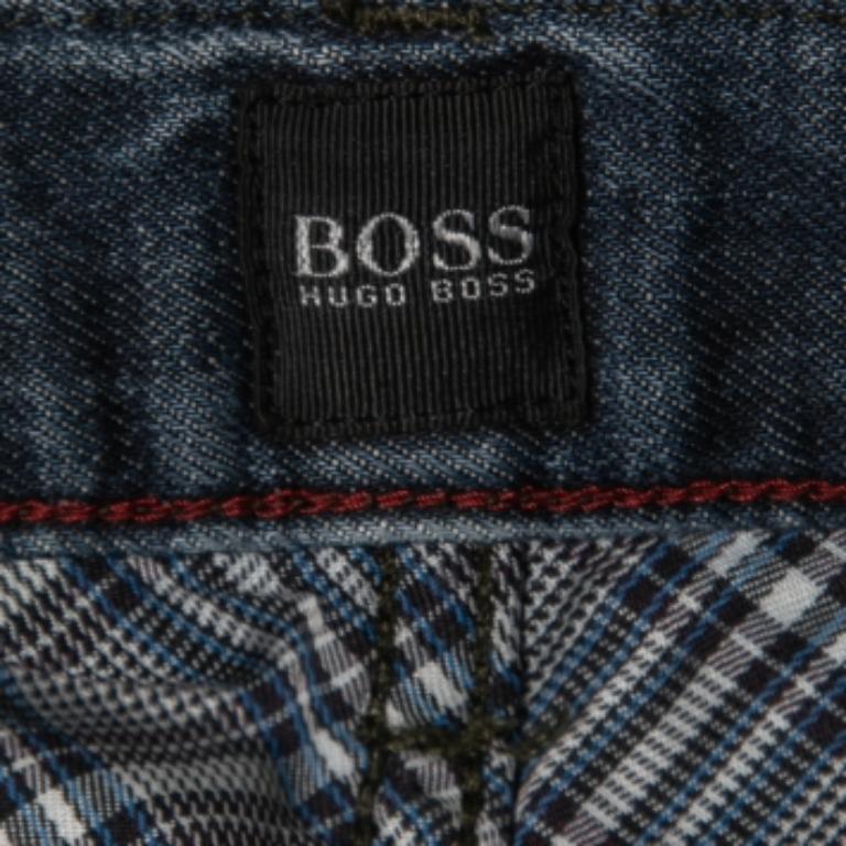 Boss By Hugo Boss Dunkelblau gewaschener Denim Regular Fit Jeans L Taille 30