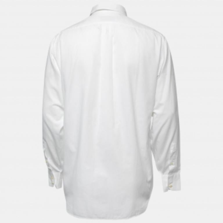 Emporio Armani Camicia a maniche intere in cotone bianco con bottoni, M. I. In condizioni buone in vendita a Dubai, Al Qouz 2
