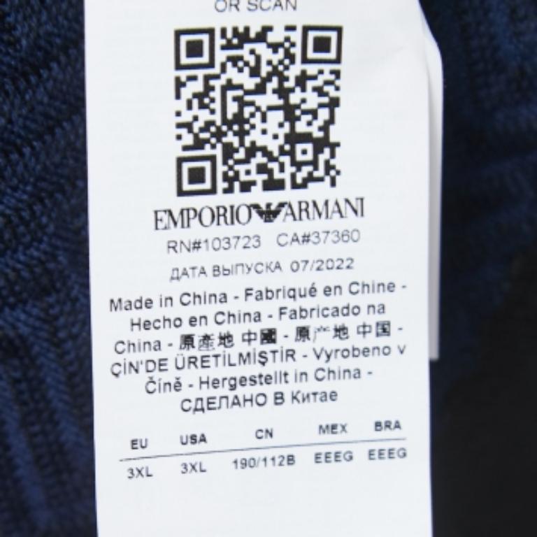 Emporio Armani Marineblau/Schwarz Gemusterte Wolle Strickpullover mit Rundhalsausschnitt 3XL im Zustand „Gut“ im Angebot in Dubai, Al Qouz 2