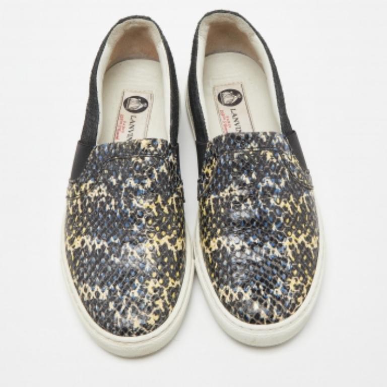 Lanvin - Sneakers Slip On in pelle di pitone nera goffrata Taglia 36 In condizioni buone in vendita a Dubai, Al Qouz 2